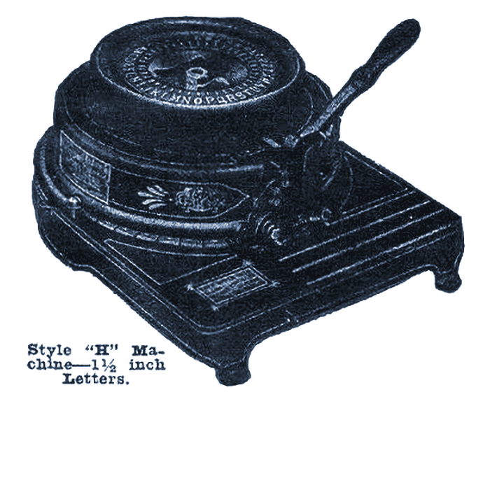 Bradley stencil machine, circular model H, 1.5inch, since 1898