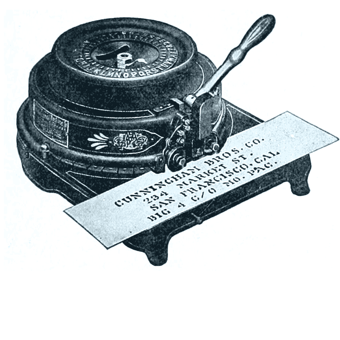 Bradley stencil machine, circular model H, 1.5inch, since 1898
